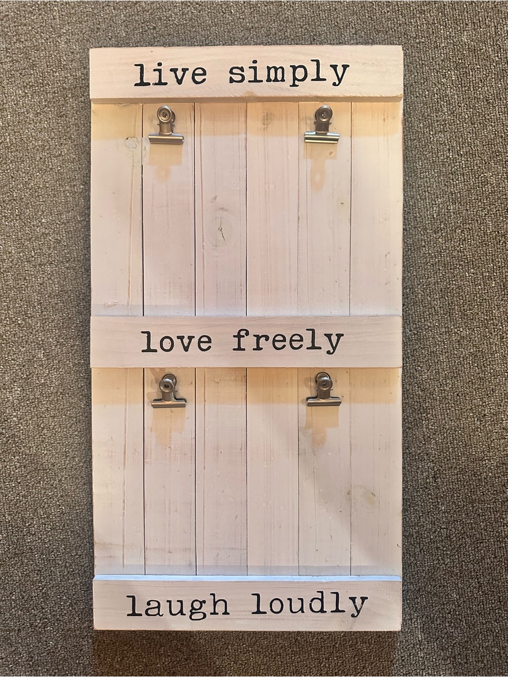 Live Simply Love Freely Laugh Loudly Beige Wood Wall Decor